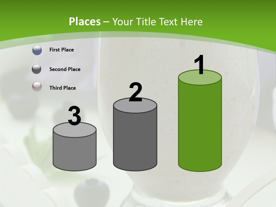 A Glass Filled With A Smoothie Next To Blueberries PowerPoint Template