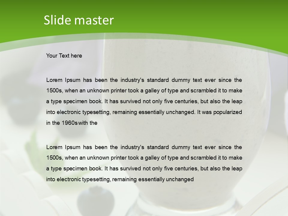 A Glass Filled With A Smoothie Next To Blueberries PowerPoint Template