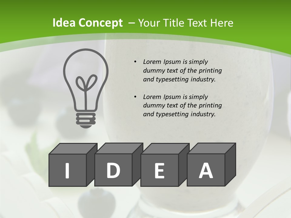 A Glass Filled With A Smoothie Next To Blueberries PowerPoint Template