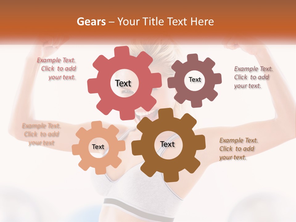 A Woman Flexing Her Muscles In A Gym PowerPoint Template