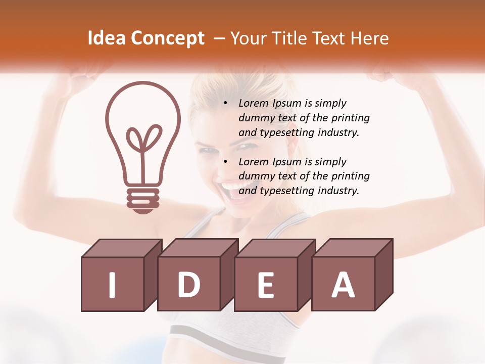 A Woman Flexing Her Muscles In A Gym PowerPoint Template