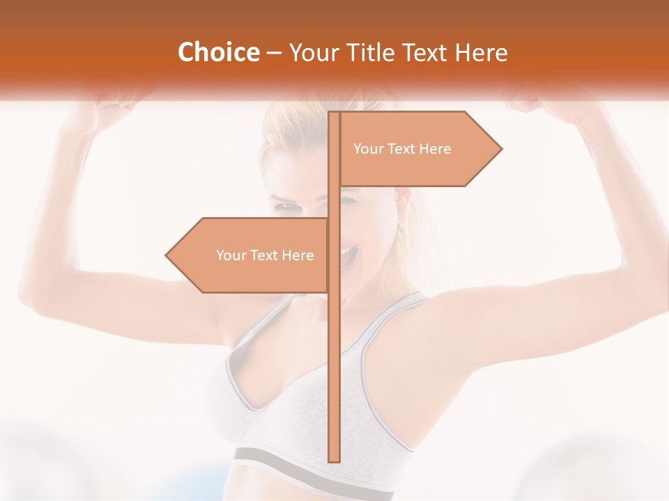 A Woman Flexing Her Muscles In A Gym PowerPoint Template