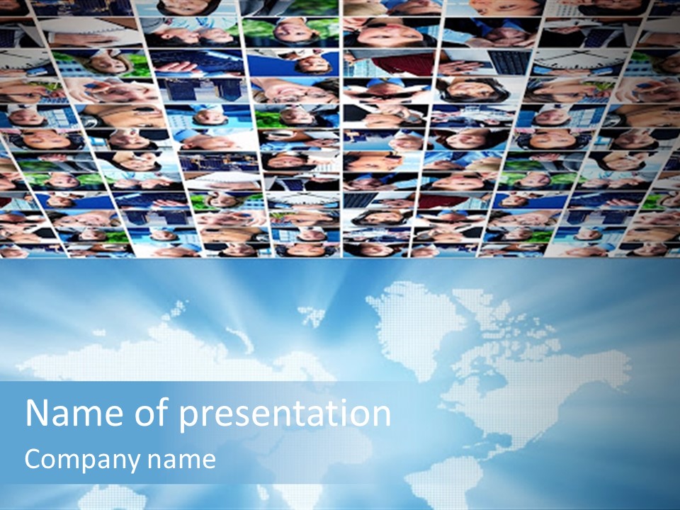 A Group Of People Are Shown On A Blue Background PowerPoint Template