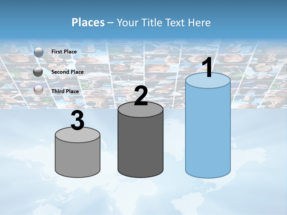 A Group Of People Are Shown On A Blue Background PowerPoint Template