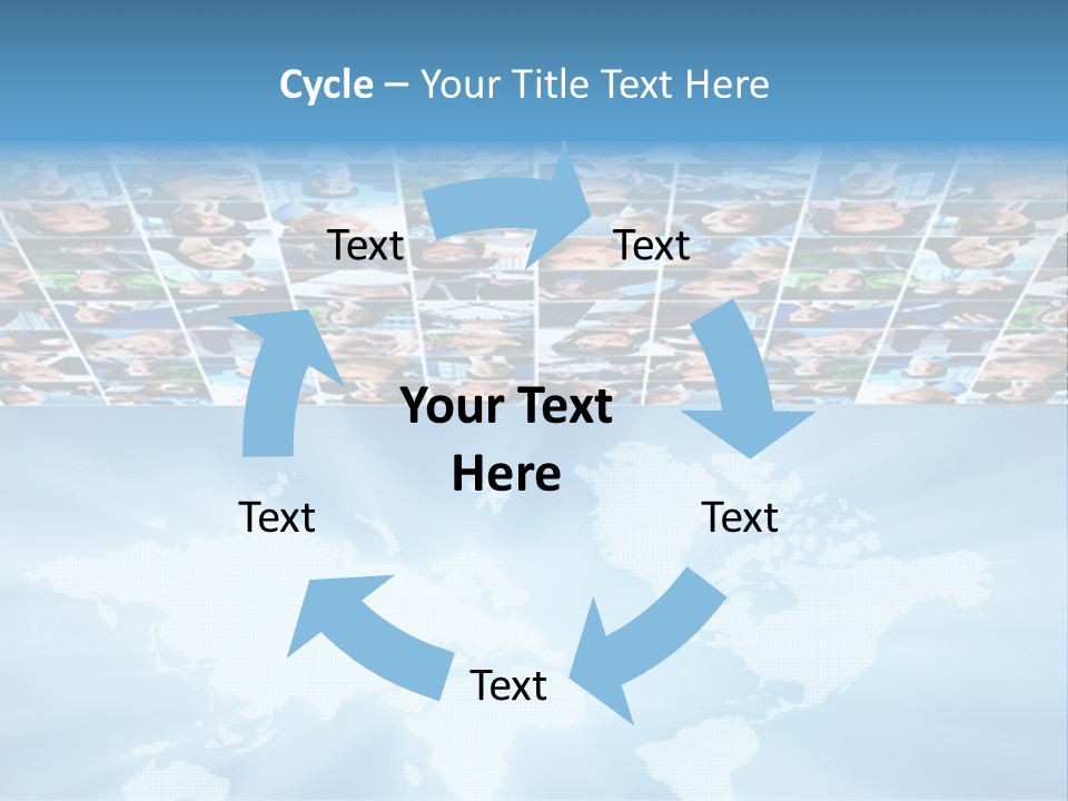 A Group Of People Are Shown On A Blue Background PowerPoint Template