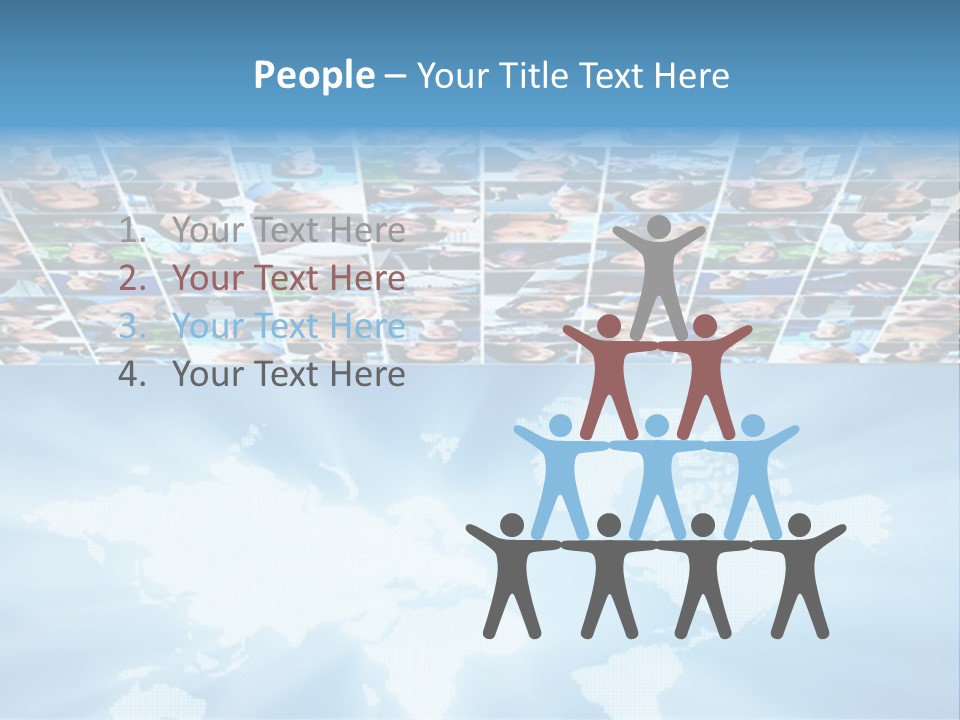 A Group Of People Are Shown On A Blue Background PowerPoint Template