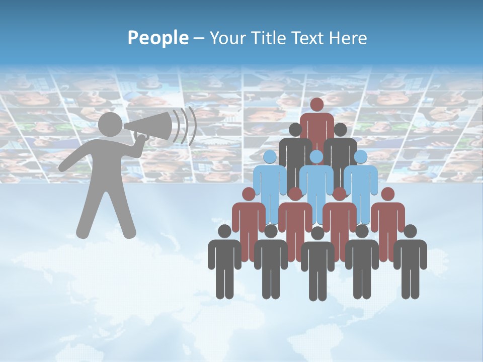 A Group Of People Are Shown On A Blue Background PowerPoint Template