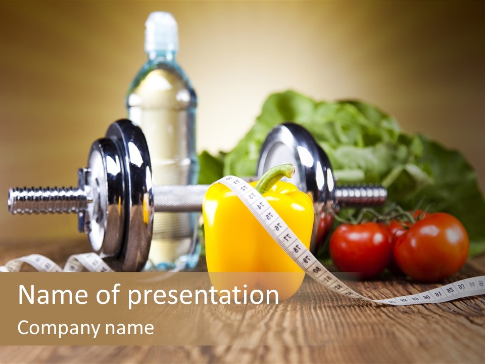 A Table Topped With Fruits And Vegetables Next To A Measuring Tape PowerPoint Template