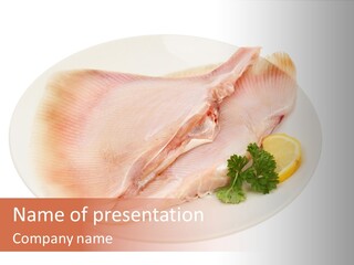 A Piece Of Raw Chicken On A Plate With Parsley PowerPoint Template