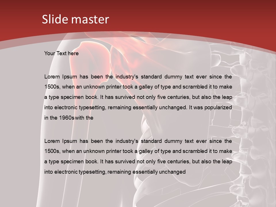 The Back Of A Skeleton With A Red Background PowerPoint Template