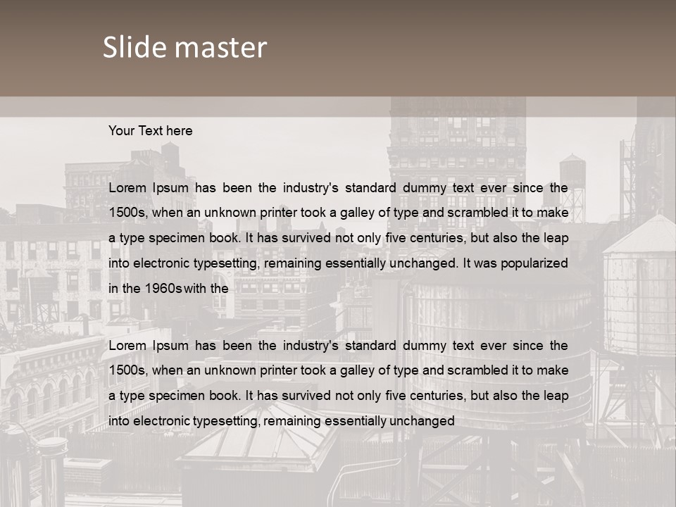 A Black And White Photo Of A City Skyline PowerPoint Template