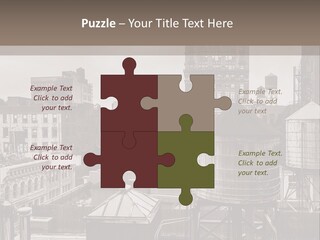 A Black And White Photo Of A City Skyline PowerPoint Template