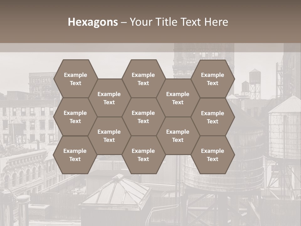 A Black And White Photo Of A City Skyline PowerPoint Template