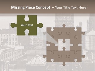 A Black And White Photo Of A City Skyline PowerPoint Template