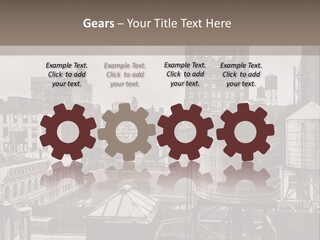 A Black And White Photo Of A City Skyline PowerPoint Template