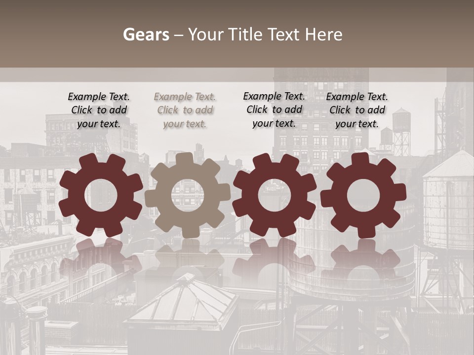 A Black And White Photo Of A City Skyline PowerPoint Template