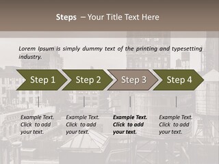 A Black And White Photo Of A City Skyline PowerPoint Template