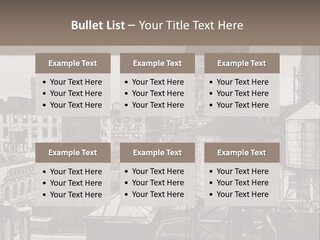 A Black And White Photo Of A City Skyline PowerPoint Template