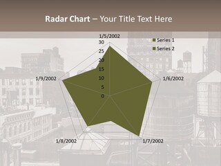 A Black And White Photo Of A City Skyline PowerPoint Template