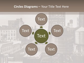 A Black And White Photo Of A City Skyline PowerPoint Template