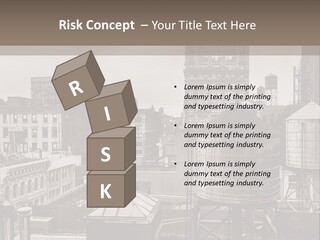 A Black And White Photo Of A City Skyline PowerPoint Template