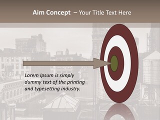 A Black And White Photo Of A City Skyline PowerPoint Template