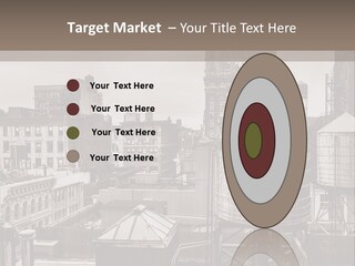 A Black And White Photo Of A City Skyline PowerPoint Template