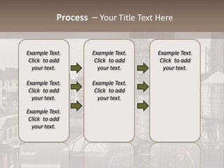 A Black And White Photo Of A City Skyline PowerPoint Template