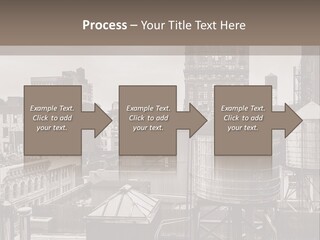 A Black And White Photo Of A City Skyline PowerPoint Template