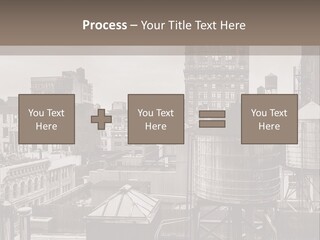 A Black And White Photo Of A City Skyline PowerPoint Template