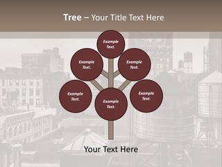 A Black And White Photo Of A City Skyline PowerPoint Template