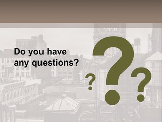 A Black And White Photo Of A City Skyline PowerPoint Template