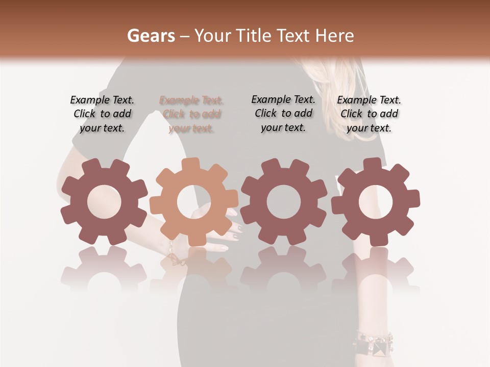 A Woman In A Black Dress Is Posing For A Picture PowerPoint Template