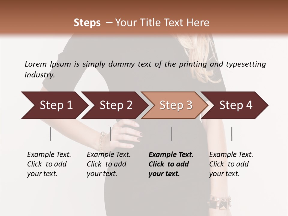 A Woman In A Black Dress Is Posing For A Picture PowerPoint Template
