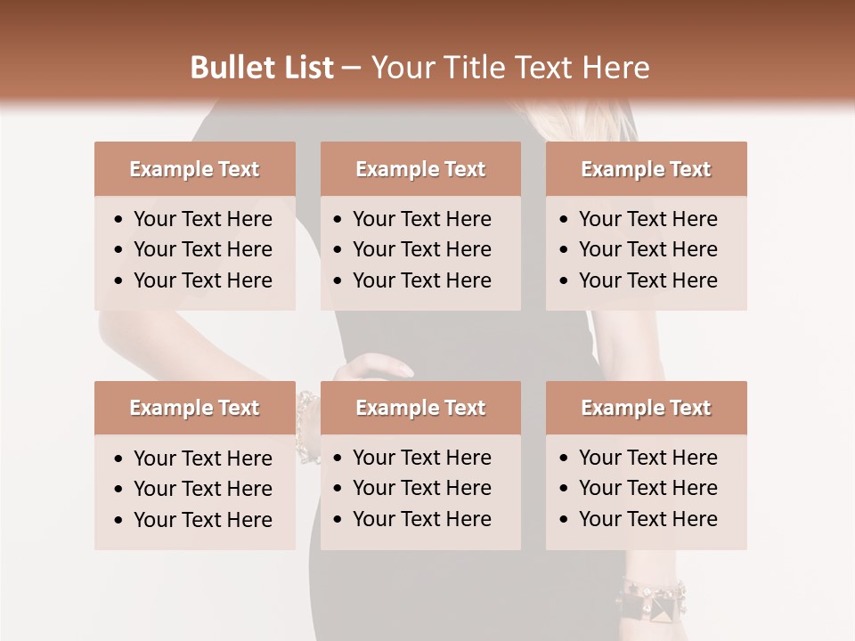 A Woman In A Black Dress Is Posing For A Picture PowerPoint Template