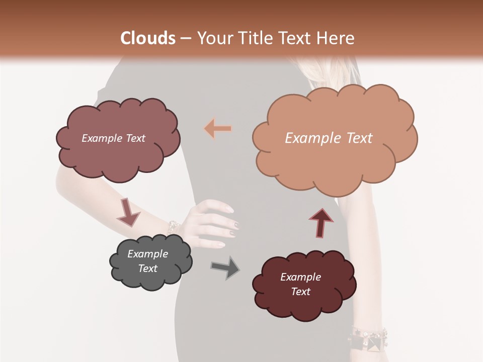 A Woman In A Black Dress Is Posing For A Picture PowerPoint Template