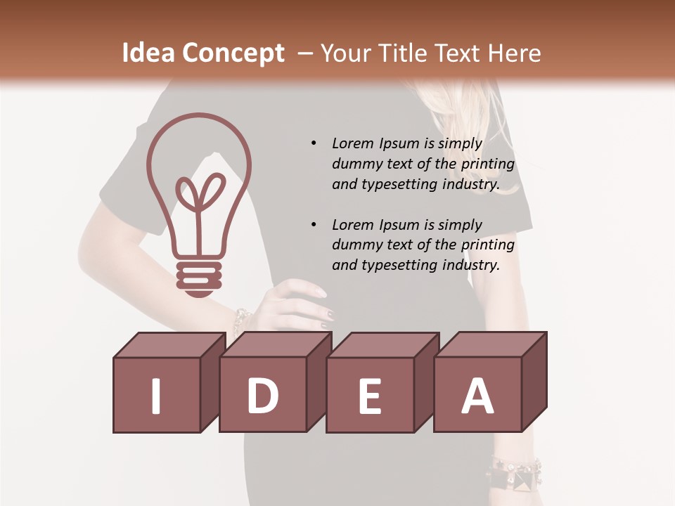 A Woman In A Black Dress Is Posing For A Picture PowerPoint Template