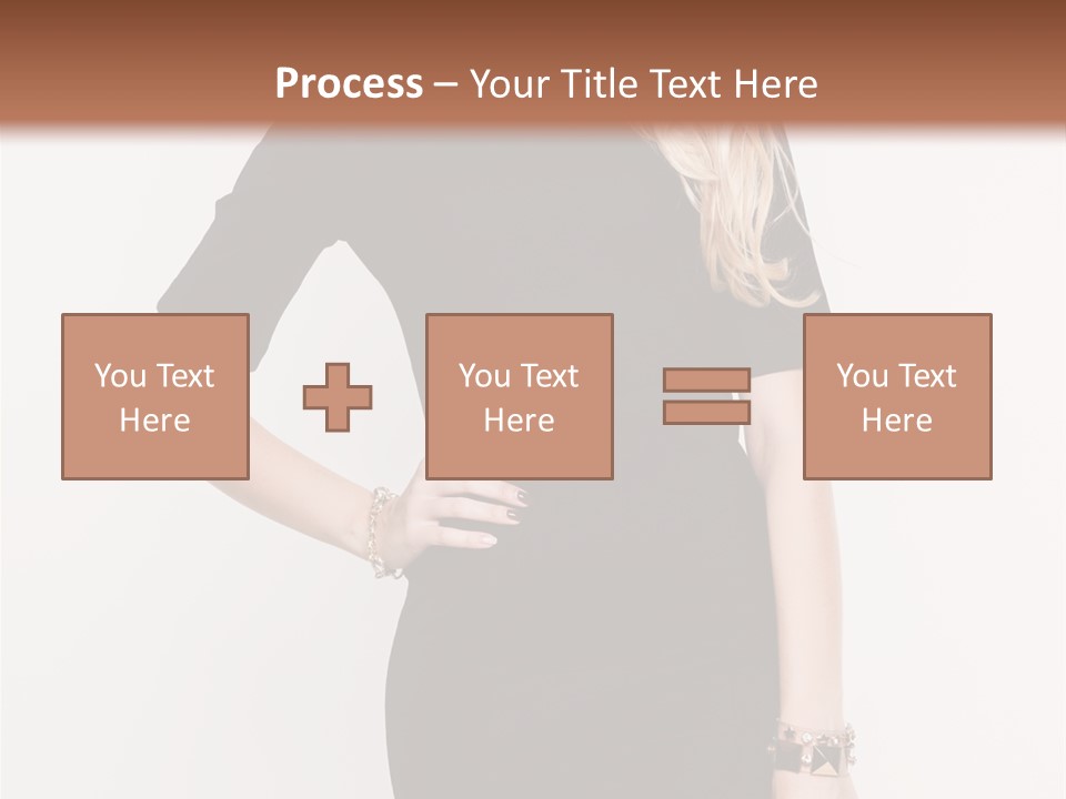 A Woman In A Black Dress Is Posing For A Picture PowerPoint Template