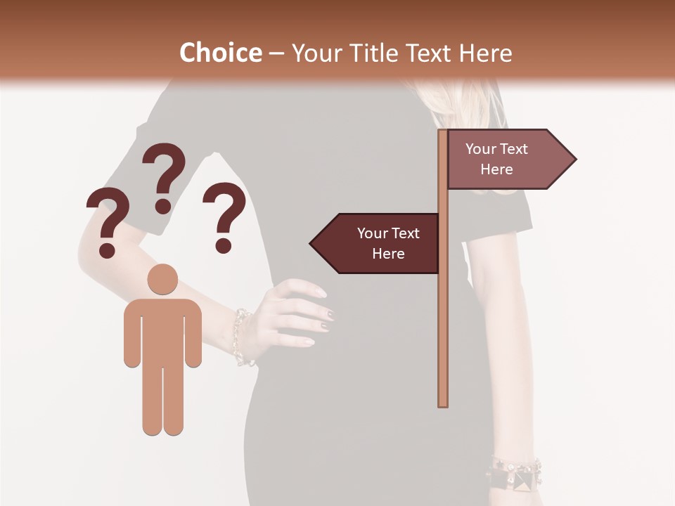 A Woman In A Black Dress Is Posing For A Picture PowerPoint Template