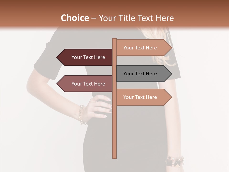 A Woman In A Black Dress Is Posing For A Picture PowerPoint Template