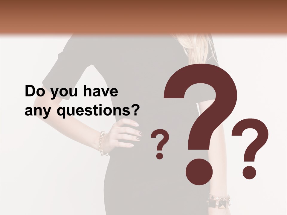 A Woman In A Black Dress Is Posing For A Picture PowerPoint Template