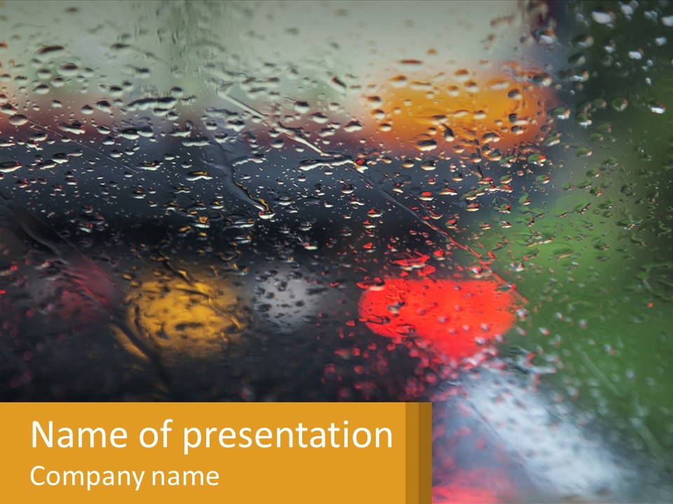 Rain Drops On The Windshield Of A Car PowerPoint Template