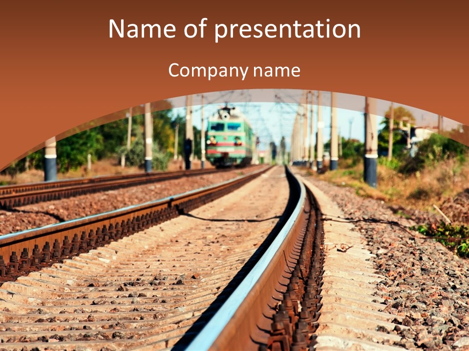 A Train On A Train Track With A Sky Background PowerPoint Template