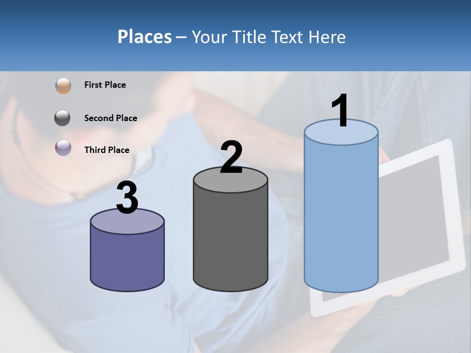 A Man Sitting On A Couch Holding A Tablet PowerPoint Template