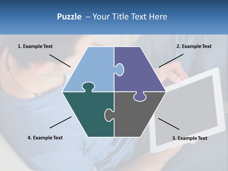 A Man Sitting On A Couch Holding A Tablet PowerPoint Template