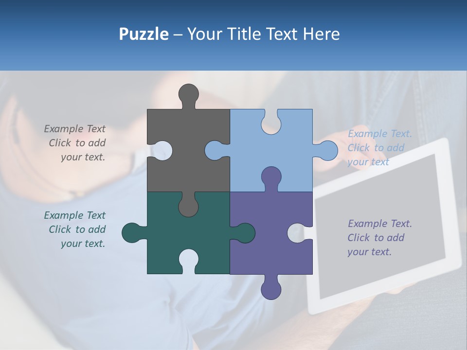 A Man Sitting On A Couch Holding A Tablet PowerPoint Template