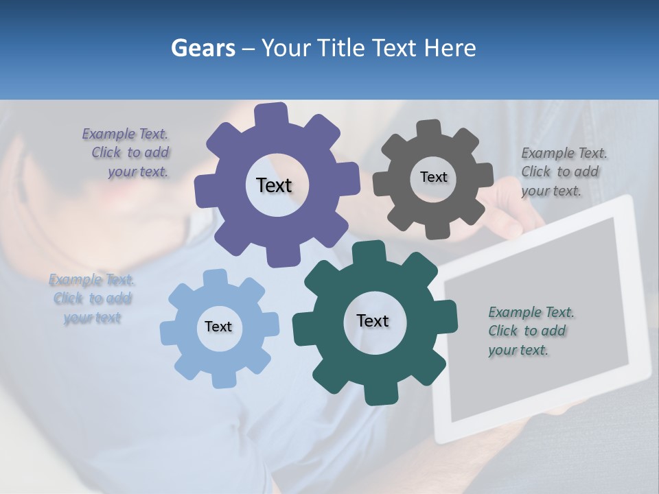 A Man Sitting On A Couch Holding A Tablet PowerPoint Template