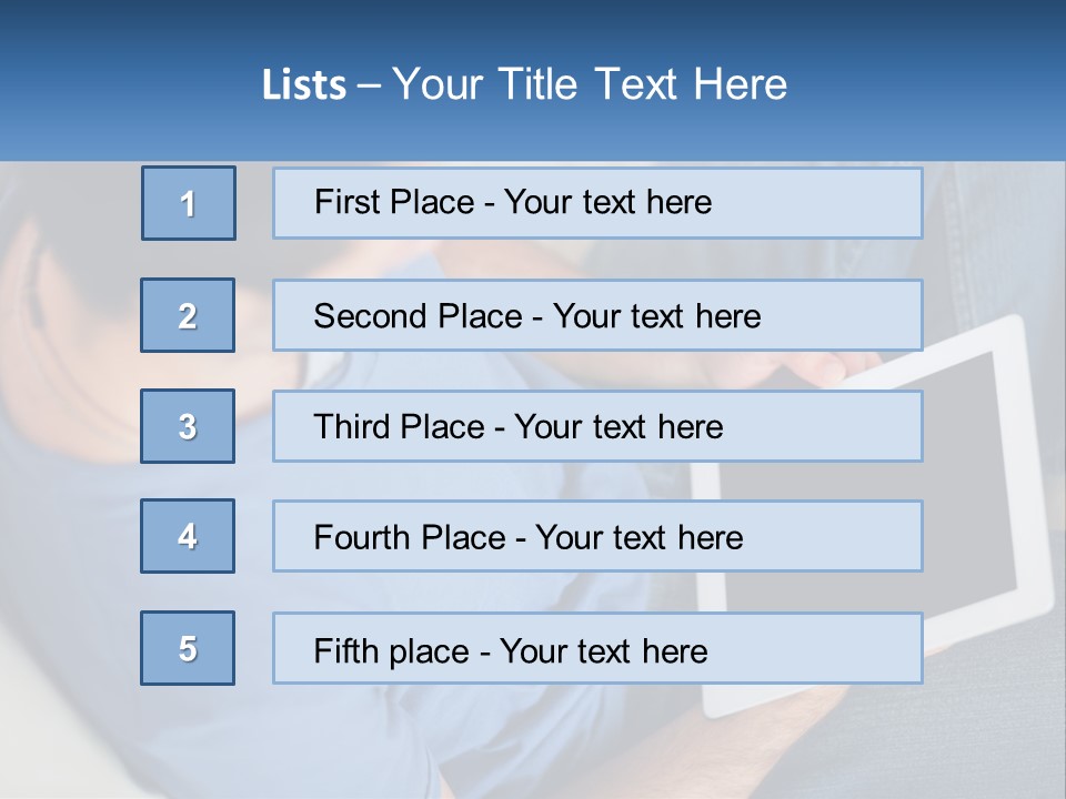 A Man Sitting On A Couch Holding A Tablet PowerPoint Template