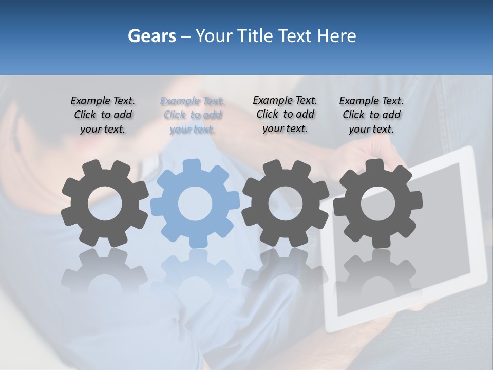 A Man Sitting On A Couch Holding A Tablet PowerPoint Template