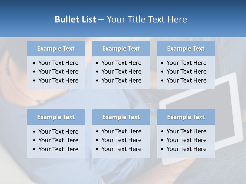 A Man Sitting On A Couch Holding A Tablet PowerPoint Template